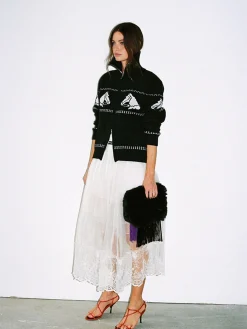 Elastic Waist Lined Lace Skirt