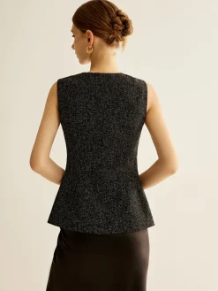 Elegant Breasted Piping Split Vest