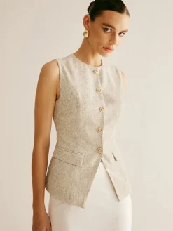 Elegant Breasted Piping Split Vest