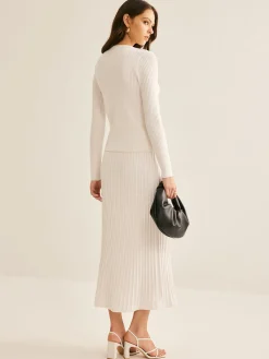 Elegant Button Pleated Sweater Co-ords