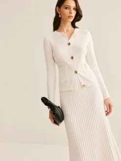 Elegant Button Pleated Sweater Co-ords