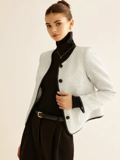 Elegant Contrast Trim Blazer