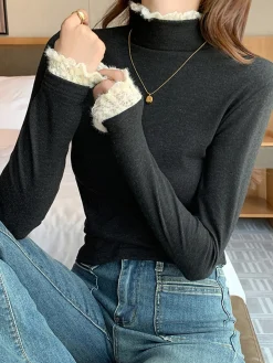 Elegant Contrast Trim Jersey Top