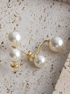 Elegant Double Pearl Stud Earrings
