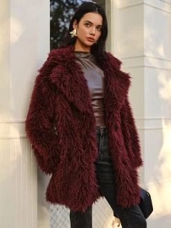 Elegant Faux Fur Long Coat