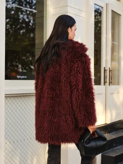 Elegant Faux Fur Long Coat