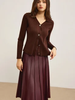 Elegant High-Stretch Polo Cardigan