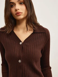 Elegant High-Stretch Polo Cardigan
