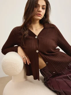 Elegant High-Stretch Polo Cardigan