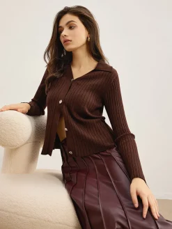 Elegant High-Stretch Polo Cardigan