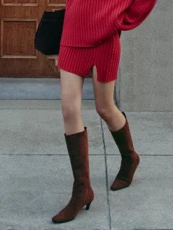 Elegant Kitten Suede Knee High Boots