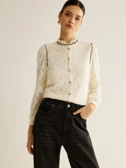 Elegant Lettuce Trim Button Shirt