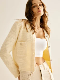 Elegant Metal Button Cardigan