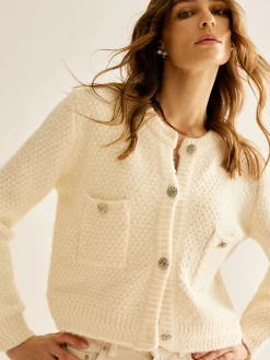 Elegant Metal Button Cardigan