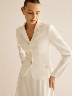 Elegant Metal-Button Blazer