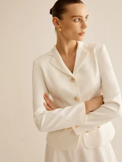 Elegant Metal-Button Blazer