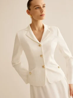 Elegant Metal-Button Blazer