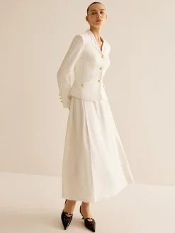 Elegant Metal-Button Blazer