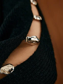 Elegant Metal-Detail Cutout Sweater