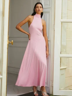 Elegant Mock Neck Sleeveless Long Dress
