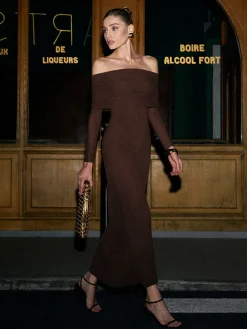 Elegant Off-Shoulder Rhinestone Dress