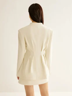 Elegant Pleated Button Blazer