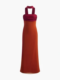 Elegant Pleated Panel Slit Long Dress