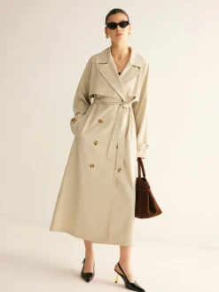 Elegant Pleated Trench Coat With Belt
