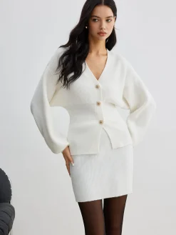Elegant Ribbed Sweater Mini Skirt