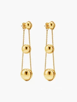Elegant Triple Ball Pendant Earrings