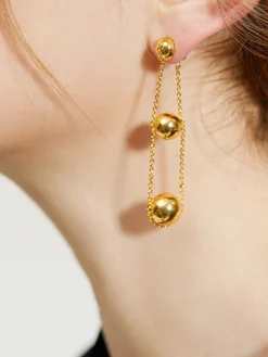 Elegant Triple Ball Pendant Earrings