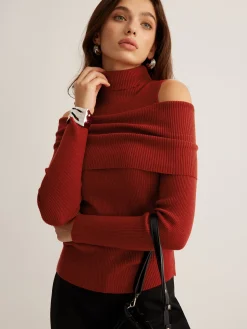 Elegant Turtleneck Cutout Knit Top