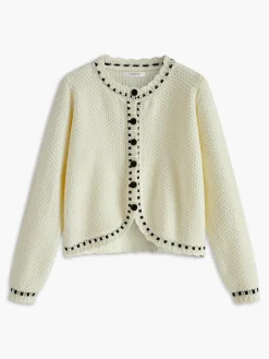 Elegant Wave Trim Cardigan