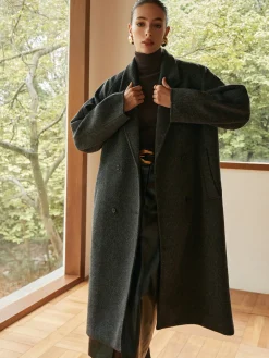 Elegant Wool-Blend Long Coat