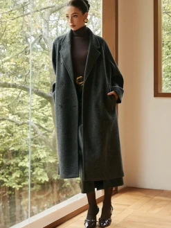 Elegant Wool-Blend Long Coat