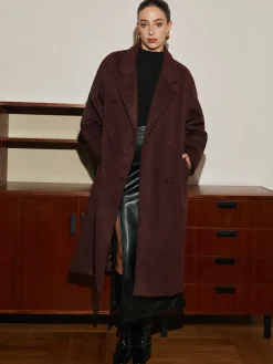 Elegant Wool-Blend Long Coat