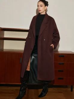 Elegant Wool-Blend Long Coat