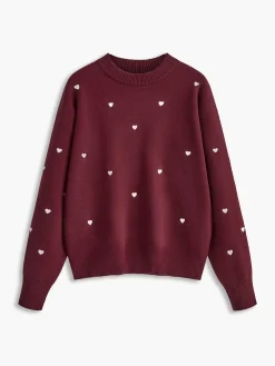 Embroidered Heart Oversized Knit Sweater