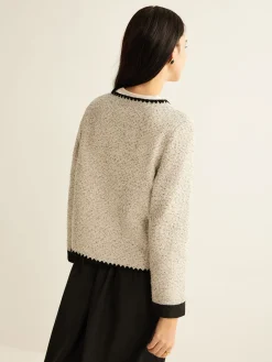 Embroidered Trim Tweed Short Jacket