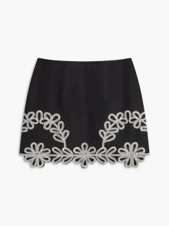 Embroidery Sleeveless Zipper Skirt Set