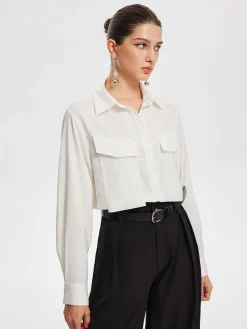 Fair And Square Collared Crop Shirt
