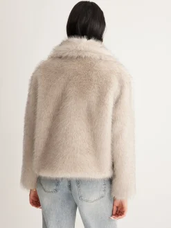 Faux Fur Button Wool Coat