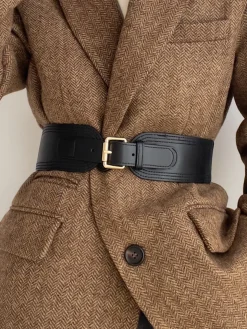 Faux Leather Buckle Corset Belt
