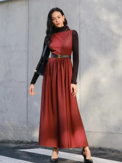 Faux Leather Panel Tank Dress Without Belt