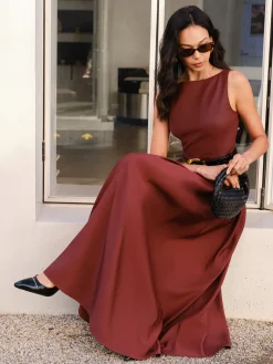 Faux Leather Panel Tank Dress Without Belt