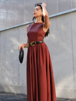 Faux Leather Panel Tank Dress Without Belt