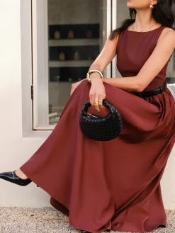 Faux Leather Panel Tank Dress Without Belt