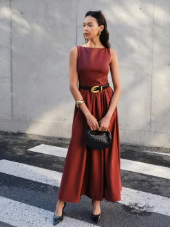 Faux Leather Panel Tank Dress Without Belt