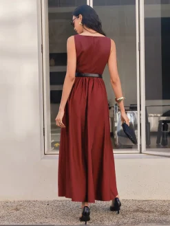 Faux Leather Panel Tank Dress Without Belt