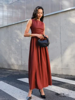 Faux Leather Panel Tank Dress Without Belt
